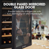 NNEDSZ POLYCOOL 128L 51 Bottle Wine Bar Fridge Underbench Cooler Compressor Glass Door, Black
