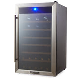 NNEDSZ POLYCOOL 51 Bottle Wine Bar Fridge, Under Bench, Glass Door w/ Stainless Steel Frame, Sliding Shelves, Silver