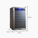 NNEDSZ POLYCOOL 51 Bottle Wine Bar Fridge, Under Bench, Glass Door w/ Stainless Steel Frame, Sliding Shelves, Silver