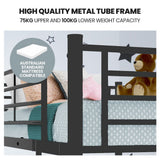 NNEDSZ Kingston Slumber 2in1 King Single Metal Bunk Bed Frame, with Modular Design, Dark Matte Grey