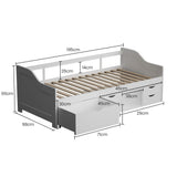 NNEDSZ Kingston Slumber Wooden Single Sofa Bed Frame with Storage Drawers - White