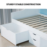 NNEDSZ Kingston Slumber Wooden Single Sofa Bed Frame with Storage Drawers - White