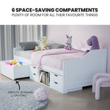 NNEDSZ Kingston Slumber Wooden Single Sofa Bed Frame with Storage Drawers - White
