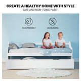 NNEDSZ KINGSTON SLUMBER Wooden Single Sofa Bed Frame with Trundle Underbed - White