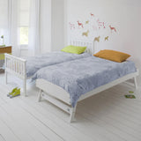 NNEDSZ KINGSTON SLUMBER Wooden Single Bed Frame w/ Pop Up Trundle, for Kids Bedroom, White