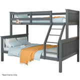 NNEDSZ Kingston Slumber Bunk Bed Triple Wooden Single Over Double Beds for Kids, Solid Pine Wood, Convertible Design, Grey
