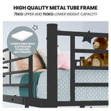 NNEDSZ Kingston Slumber Metal Single over Double Bunk Bed Frame, Dark Matte Grey