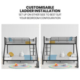NNEDSZ Kingston Slumber Metal Single over Double Bunk Bed Frame, Dark Matte Grey