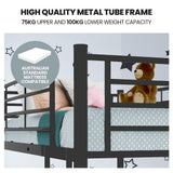 NNEDSZ Kingston Slumber 2in1 Single Metal Bunk Bed Frame, with Modular Design, Dark Matte Grey
