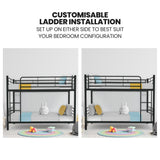 NNEDSZ Kingston Slumber 2in1 Single Metal Bunk Bed Frame, with Modular Design, Dark Matte Grey