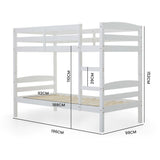 NNEDSZ KINGSTON SLUMBER Single Bunk Bed Frame, Solid Pine 2-in-1 Modular Design, White