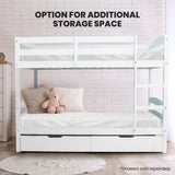 NNEDSZ KINGSTON SLUMBER Single Bunk Bed Frame, Solid Pine 2-in-1 Modular Design, White