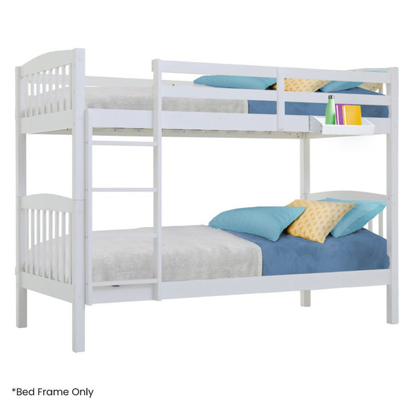 NNEDSZ Kingston Slumber Wooden Kids Bunk Bed Frame, with Modular Design that can convert to 2 Single, White
