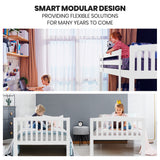 NNEDSZ Kingston Slumber Wooden Kids Bunk Bed Frame, with Modular Design that can convert to 2 Single, White