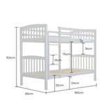 NNEDSZ Kingston Slumber Wooden Kids Bunk Bed Frame, with Modular Design that can convert to 2 Single, White