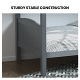 NNEDSZ KINGSTON SLUMBER Single Bunk Bed Frame, Solid Pine 2-in-1 Modular Design Convert to 2 Single Beds, Grey