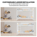 NNEDSZ Kingston Slumber Single Bunk Bed Frame Solid Pine Wood Timber, Modular Design, White