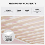 NNEDSZ Kingston Slumber Wooden Kids Single Loft Bed Frame - Hiding Space Underneath with Interchangeable Pink and Blue Curtains