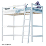 NNEDSZ KINGSTON SLUMBER Wooden Kids Single Loft Bed Frame with Desk - White