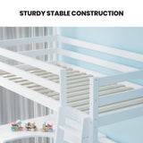 NNEDSZ KINGSTON SLUMBER Wooden Kids Single Loft Bed Frame with Desk - White