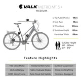 NNEDSZ VALK Metro MT 5 + Electric Hybrid Bike, Mid-Drive, Mixte Frame, Medium, Dark Grey