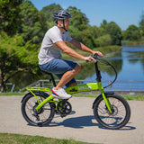 NNEDSZ VALK Shuttle 5 Electric Folding Bike, Gen II, 20" Tyres, Shimano 7-Speed, Lime Green