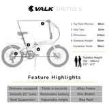 NNEDSZ VALK Shuttle 5 Electric Folding Bike, Gen II, 20" Tyres, Shimano 7-Speed, White