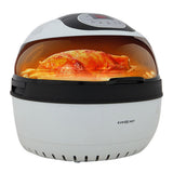 NNEDSZ EUROCHEF 10L Electric Digital Air Fryer with Rotisserie, Rotating Fry Basket, Rack and Tongs, White