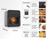 NNEDSZ EUROCHEF 16L Air Fryer Electric Digital Airfryer Rotisserie Large Big Dry Black