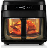 NNEDSZ EUROCHEF 6.5L Air Fryer, Electric Digital Airfryer with Glass Container, Black