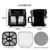 NNEDSZ EUROCHEF 6.5L Air Fryer, Electric Digital Airfryer with Glass Container, Black