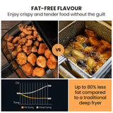 NNEDSZ EUROCHEF 6.5L Air Fryer, Electric Digital Airfryer with Glass Container, Black