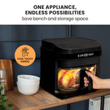 NNEDSZ EUROCHEF 6.5L Air Fryer, Electric Digital Airfryer with Glass Container, Black