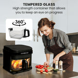 NNEDSZ EUROCHEF 6.5L Air Fryer, Electric Digital Airfryer with Glass Container, Black