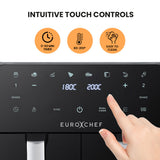 NNEDSZ EuroChef 9L Dual Zone Air Fryer, Electric Digital Airfryer Twin Drawers, Black/Silver