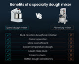 NNEDSZ EUROCHEF 10L Spiral Dough Mixer Commercial Machine Bakery Kneader Small Litre