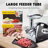 NNEDSZ EUROCHEF Electric Meat Grinder, Stainless Steel Mincer Sausage Filler Kibbe Maker, Black