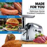 NNEDSZ EUROCHEF Electric Meat Grinder, Stainless Steel Mincer Sausage Filler Kibbe Maker, Silver