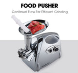 NNEDSZ EUROCHEF Electric Meat Grinder, Stainless Steel Mincer Sausage Filler Kibbe Maker, Silver
