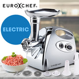 NNEDSZ EUROCHEF Electric Meat Grinder, Stainless Steel Mincer Sausage Filler Kibbe Maker, Silver