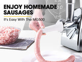 NNEDSZ EUROCHEF Electric Meat Grinder, Stainless Steel Mincer Sausage Filler Kibbe Maker, Silver