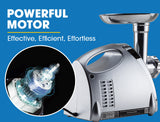 NNEDSZ EUROCHEF Electric Meat Grinder, Stainless Steel Mincer Sausage Filler Kibbe Maker, Silver