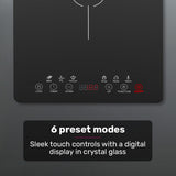 EUROCHEF Induction Cooktop, 2000W, 9 Heat Levels, Fast Electric Portable Cooker, Touch Controls