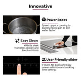 EuroChef 60cm 4 Zone Induction Cooktop, 6800W Electric, Touch Controls