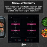NNEDSZ EuroChef 60cm 4 Zone Induction Cooktop, 7200W Electric, Dual Link Bridged Zone Hobs, Touch Controls