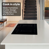 NNEDSZ EuroChef 60cm 4 Zone Induction Cooktop, 7200W Electric, Dual Link Bridged Zone Hobs, Touch Controls