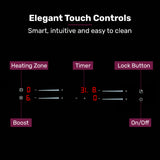 NNEDSZ EuroChef 60cm 4 Zone Induction Cooktop, 7200W Electric, Dual Link Bridged Zone Hobs, Touch Controls
