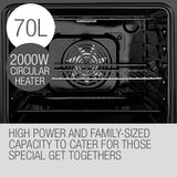 NNEDSZ EuroChef 60cm Stainless Built-in 70L Grill 8 Function Fan Forced Electric Wall Oven