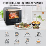 NNEDSZ EUROCHEF 18L 9-in-1 Combi Steam Oven and Air Fryer, Black