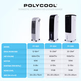 NNEDSZ POLYCOOL 6L Evaporative Air Cooler Portable Household Fan, Purifier, Humidifier, Remote Control, White and Black